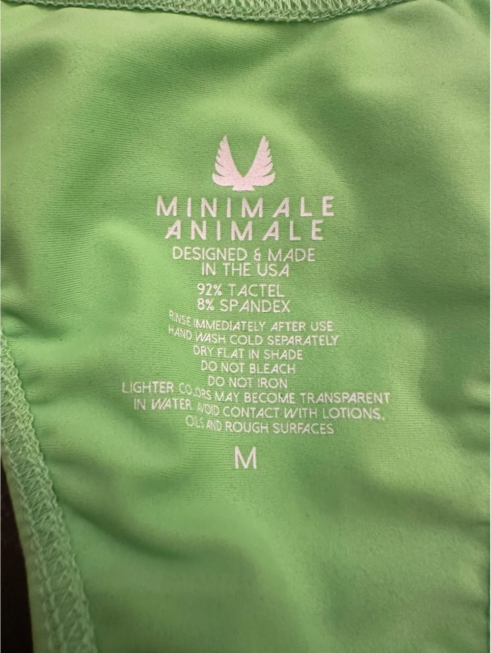 NWT Minimale Animale Neon Green Thong Bikini Bottom M